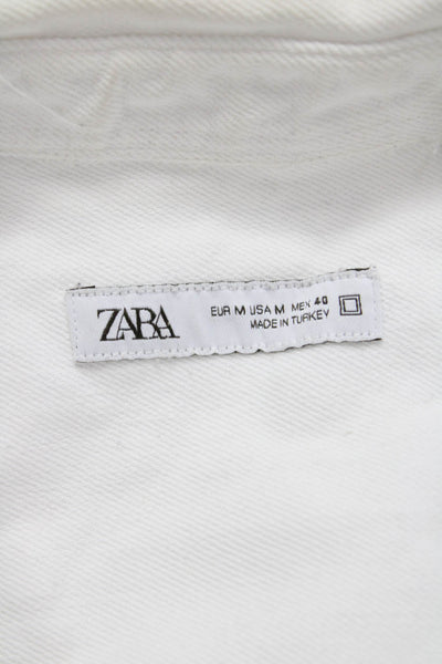 Zara Mens Long Sleeves Button Down Shirt White Size Medium