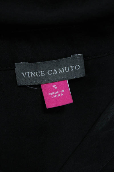 Vince Camuto Womens Black V Neck Tunic Blouse Long Sleeve Polyester Size S