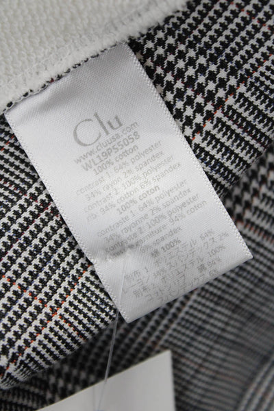 Clu Womens Tunic Plaid Crew Neck Short Sleeve Rayon Pullover White Size XS
