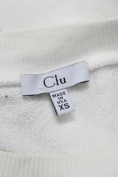 Clu Womens Tunic Plaid Crew Neck Short Sleeve Rayon Pullover White Size XS