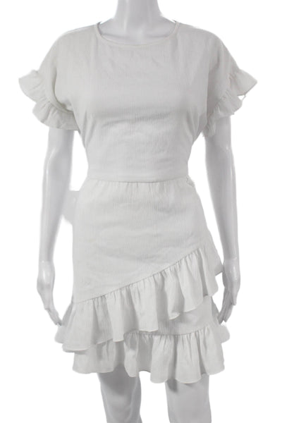 Michael Michael Kors Women Mini White Short Sleeve Knee Length Dress Size S