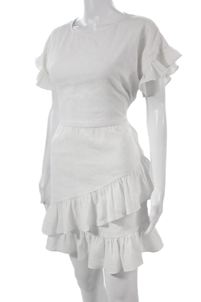 Michael Michael Kors Women Mini White Short Sleeve Knee Length Dress Size S