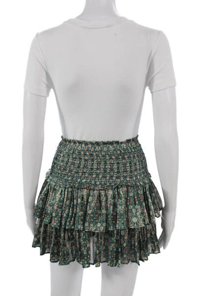 Pookie & Sebastian Womens Green Floral Flare Skirt Mini Pull On Size S