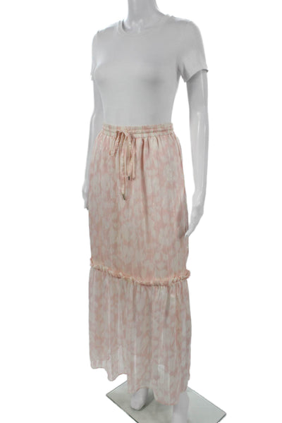 BCBG Max Azria Women Maxi Skirt Pink Animal Print Polyester Drawstring Size 2XS