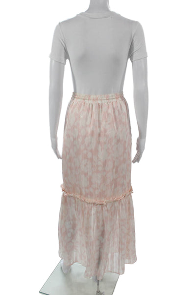 BCBG Max Azria Women Maxi Skirt Pink Animal Print Polyester Drawstring Size 2XS