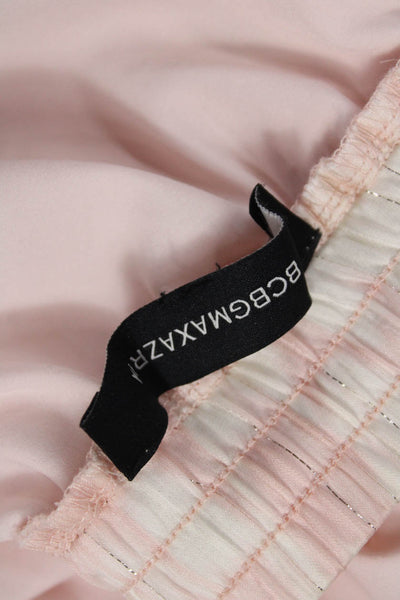 BCBG Max Azria Women Maxi Skirt Pink Animal Print Polyester Drawstring Size 2XS