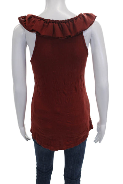Bordeaux Women Sleeveless Tunic Scoop Neck Red Polyester Size XS
