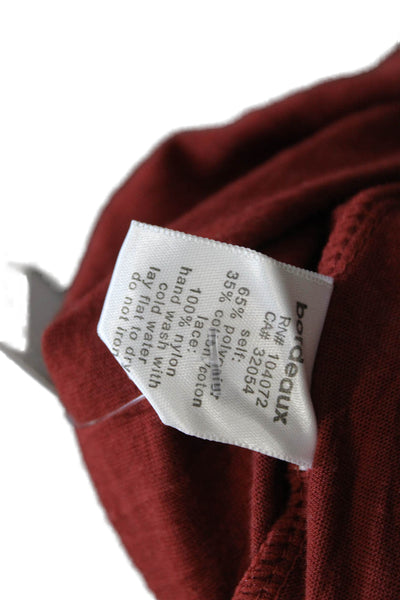 Bordeaux Women Sleeveless Tunic Scoop Neck Red Polyester Size XS