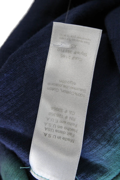 Left of Center Womens Basic Green V-Neck Colorblock T-Shirt Size XS