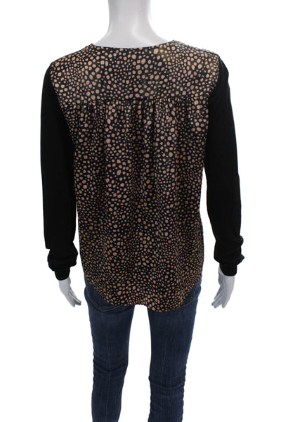 Current Air Women Basic Animal Print Modal Long Sleeve Blouse Size XS