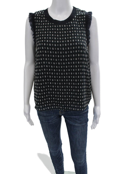 Current Air Womens Blouse Black Geometric Round Neck Sleeveless Size S