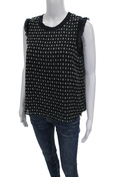 Current Air Womens Blouse Black Geometric Round Neck Sleeveless Size S