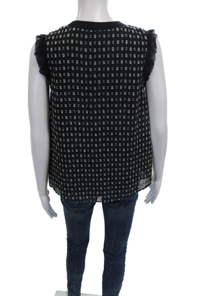 Current Air Womens Blouse Black Geometric Round Neck Sleeveless Size S
