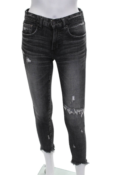 Moussy Womens Skinny Jeans Black Mid Rise Cotton Size 25