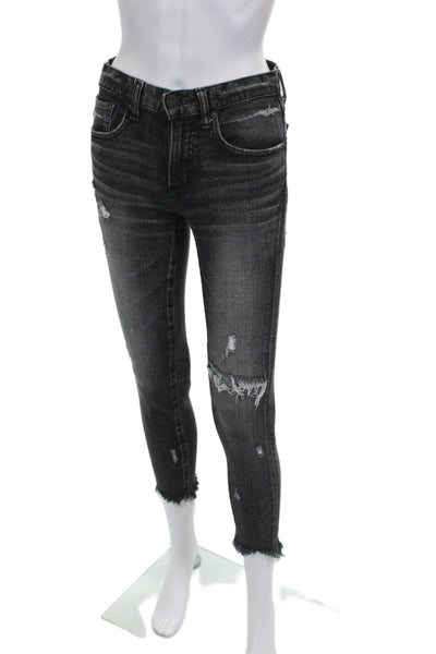 Moussy Womens Skinny Jeans Black Mid Rise Cotton Size 25