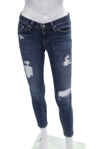 AG Adriano Goldschmied Womens Skinny Jeans Blue Low Rise Cotton Size 25