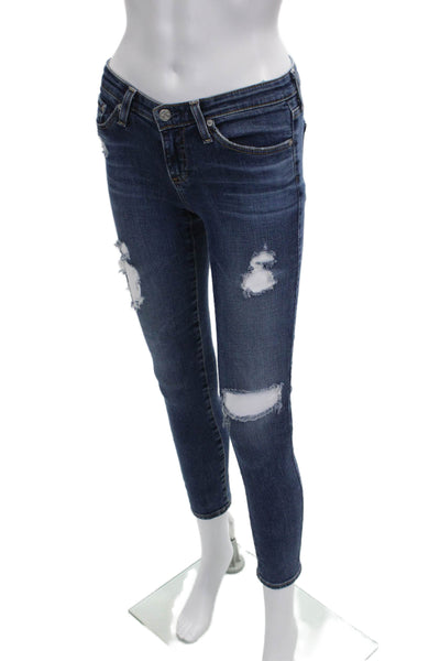 AG Adriano Goldschmied Womens Skinny Jeans Blue Low Rise Cotton Size 25