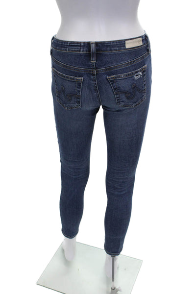 AG Adriano Goldschmied Womens Skinny Jeans Blue Low Rise Cotton Size 25