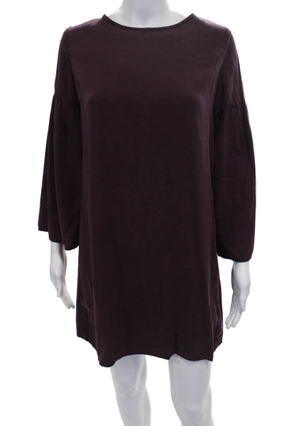 Cloth & Stone Womens Purple Shift Dress 3/4 Sleeve Knee Length Tencel Size XS