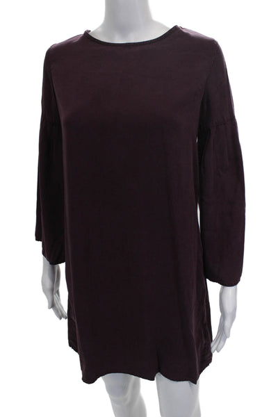 Cloth & Stone Womens Purple Shift Dress 3/4 Sleeve Knee Length Tencel Size XS