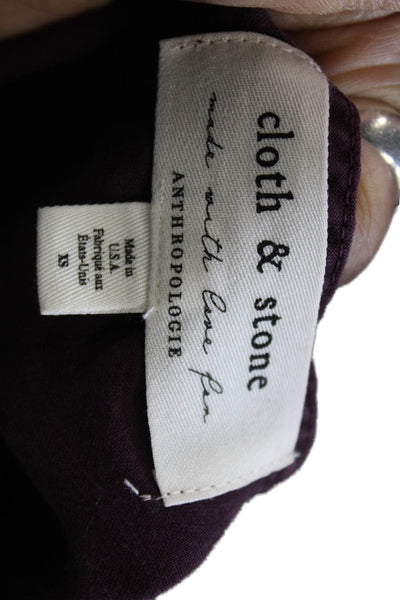 Cloth & Stone Womens Purple Shift Dress 3/4 Sleeve Knee Length Tencel Size XS