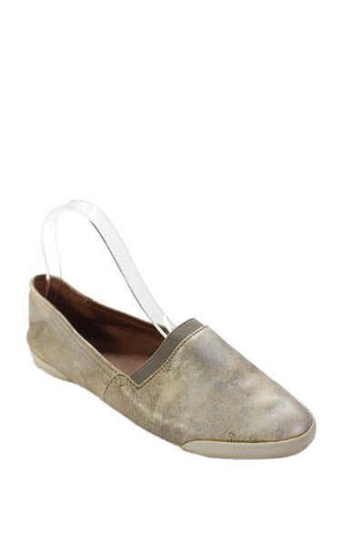Frye Womens Leather Slide On Loafers Silver Gold Size 6.5 Medium