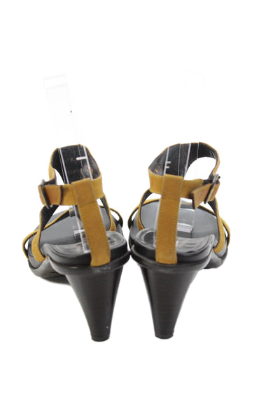 Donald J Pliner Womens Suede Thong Slingbacks Sandal Heels Yellow Size 6 Medium