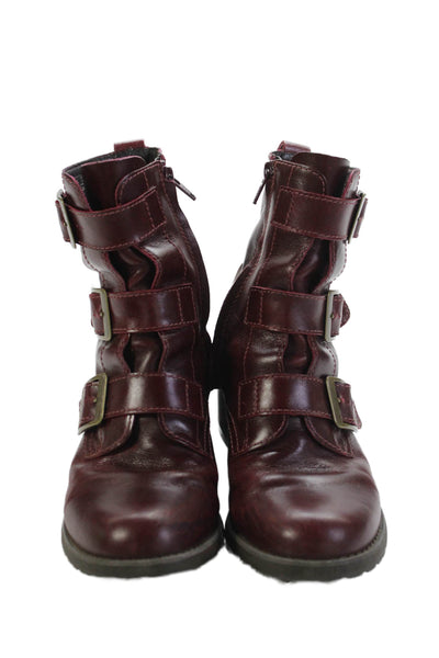 Dr. Martens Womens Leather Belted Aletta Ankle Boots Red Size 6