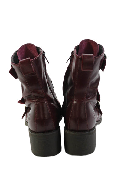 Dr. Martens Womens Leather Belted Aletta Ankle Boots Red Size 6