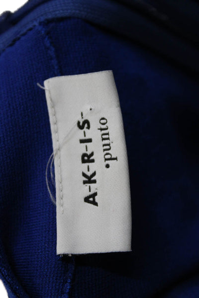 Akris Punto Women Sleeveless Blue Viscose Blend Blouse Zip Round Neck Size 12