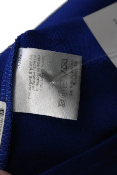 Akris Punto Women Sleeveless Blue Viscose Blend Blouse Zip Round Neck Size 12