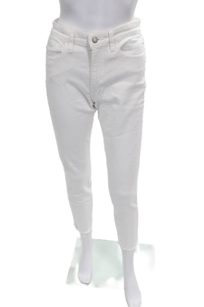 Joes Women Cropped White Cotton Jeans Mid Rise Button Size 30