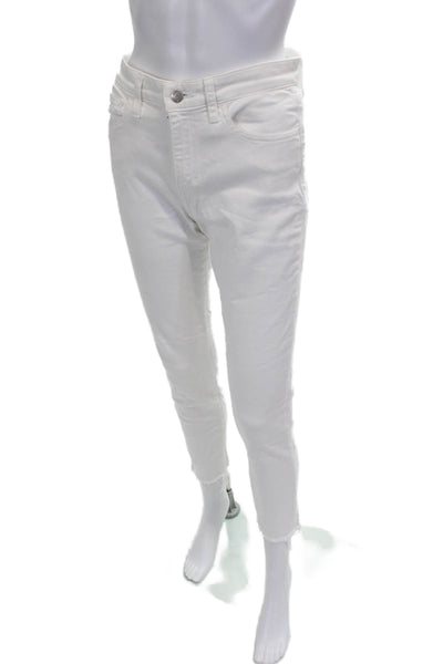 Joes Women Cropped White Cotton Jeans Mid Rise Button Size 30