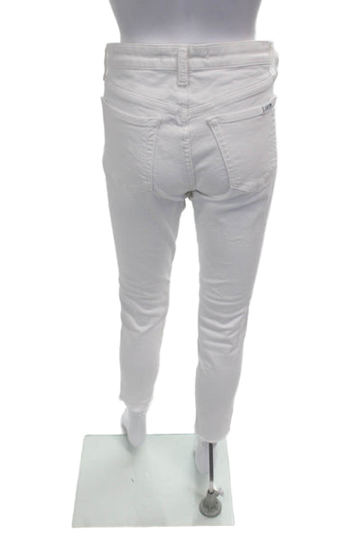 Joes Women Cropped White Cotton Jeans Mid Rise Button Size 30