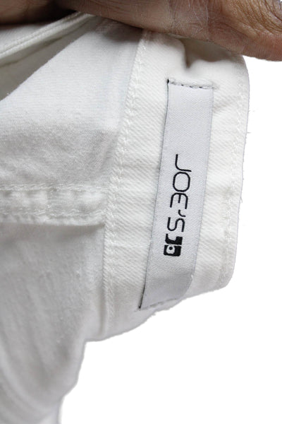 Joes Women Cropped White Cotton Jeans Mid Rise Button Size 30