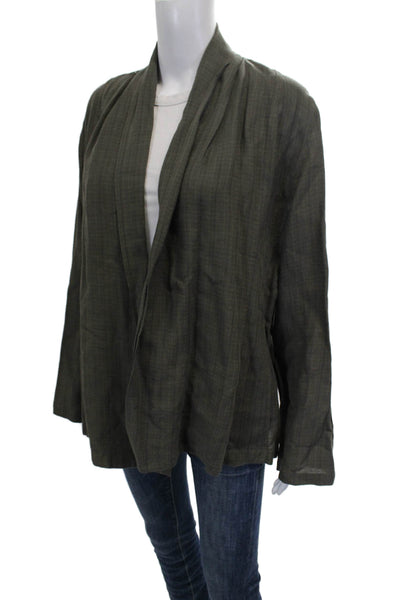 Eileen Fisher Womens Cardigan Viscose Collared Long Sleeve Green Size L