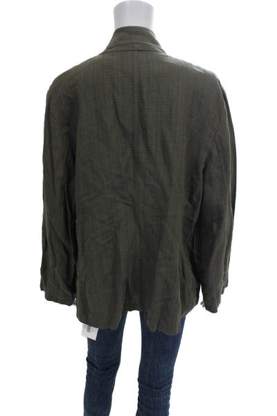 Eileen Fisher Womens Cardigan Viscose Collared Long Sleeve Green Size L