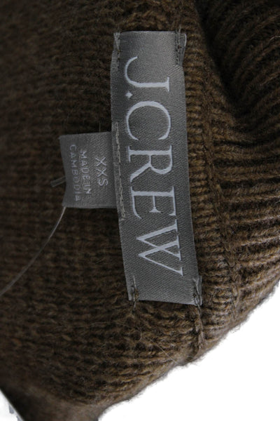 J Crew Womens Full Zip Mock Neck Brown Sweater Long Sleeve Size 2XS