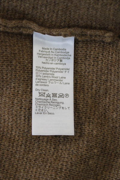 J Crew Womens Full Zip Mock Neck Brown Sweater Long Sleeve Size 2XS