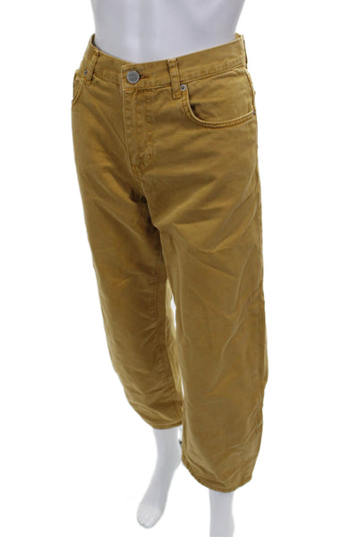 La Ligne Womens Cropped Brown Cotton Jeans Button Solid Inseam 27 Size 26