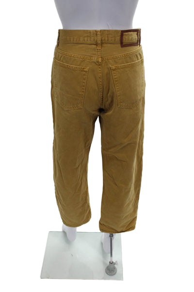 La Ligne Womens Cropped Brown Cotton Jeans Button Solid Inseam 27 Size 26