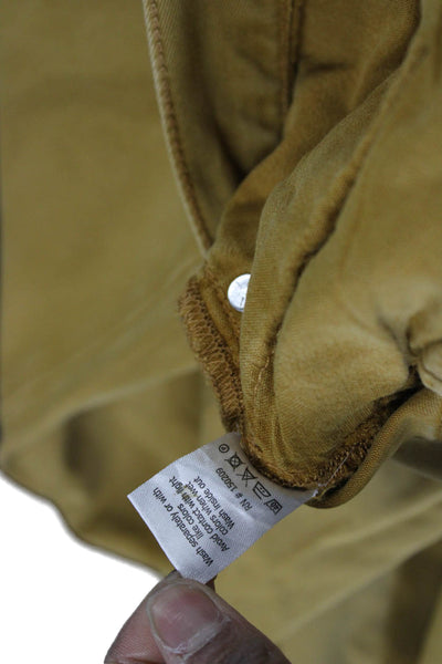 La Ligne Womens Cropped Brown Cotton Jeans Button Solid Inseam 27 Size 26
