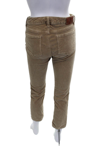 Lauren Ralph Lauren Women Cropped Mid Rise Beige Pants Button Size 2
