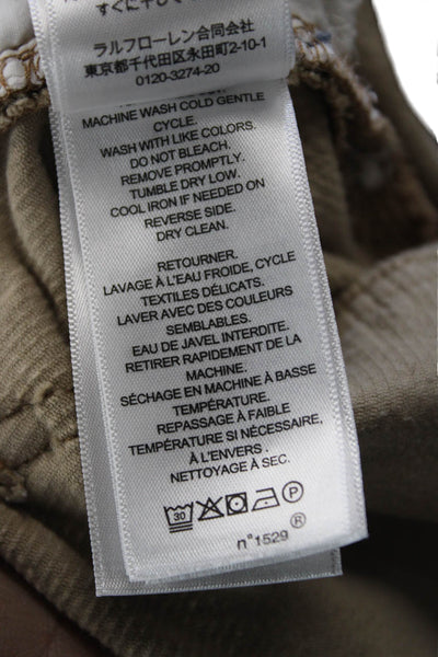 Lauren Ralph Lauren Women Cropped Mid Rise Beige Pants Button Size 2