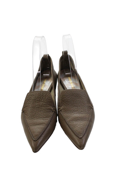 Nicholas Kirkwood Womens Slip On Grain Leather Pointed Toe Loafers Brown Size 37