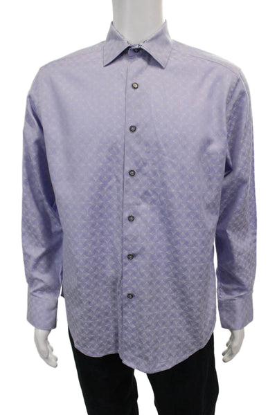 Robert Graham Mens Classic Fit Button Down Shirt Blue Cotton Size Medium