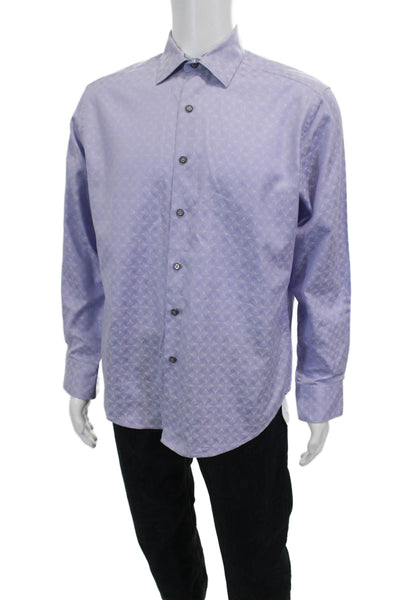 Robert Graham Mens Classic Fit Button Down Shirt Blue Cotton Size Medium