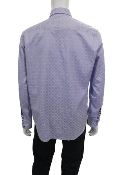 Robert Graham Mens Classic Fit Button Down Shirt Blue Cotton Size Medium
