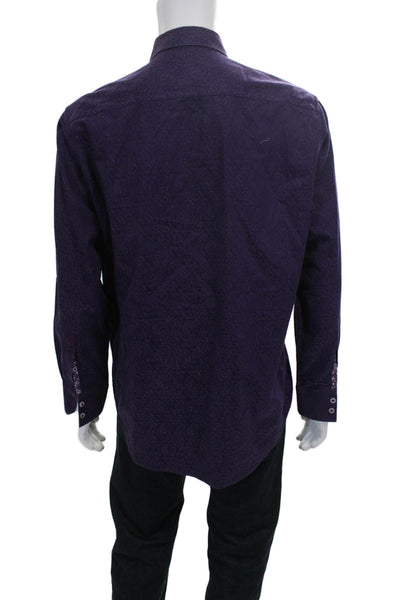 Robert Graham Mens Classic Fit Button Down Shirt Purple Cotton Size Medium