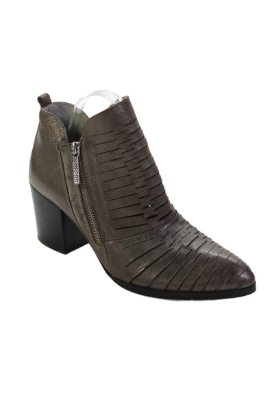 Donald J Pliner Womens Leather Lasercut Elton Ankle Boots Grey Size 9.5 Medium